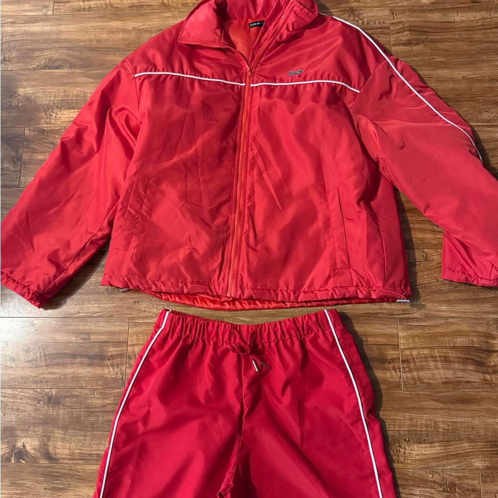 SHEIN Red Zip-Up Sweatshirt